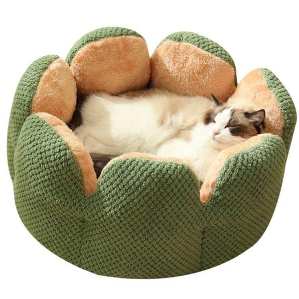 Pet Cactus Petal Nest Plush Thickening Cat Nest green S