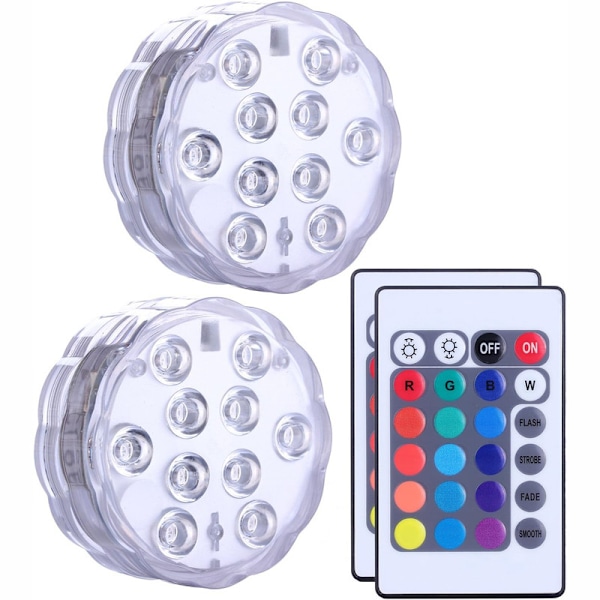 Nedsänkbara LED-lampor, LED-färgförändrande poollampor med fjärrkontroll 2PCS