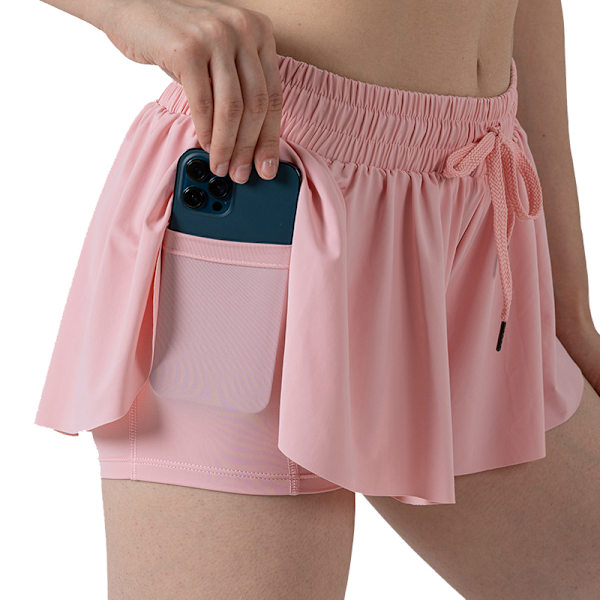 Flowy Athletic Shorts för kvinnor Gym Yoga Träning Löpning Tennis Kjol Pink M
