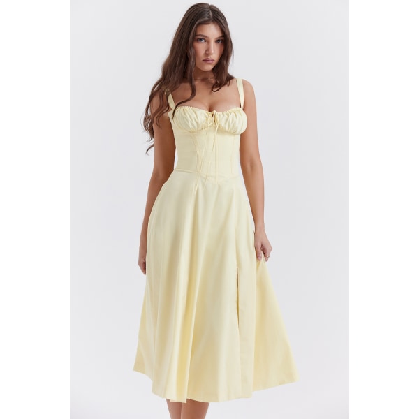 Dam Summer Grimma Smocked Maxiklänning Slit Grimma Klänningar Light yellow L