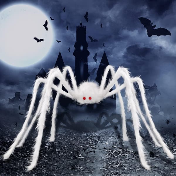 59” Halloween Hårig Spindel Utomhus Dekorationer White