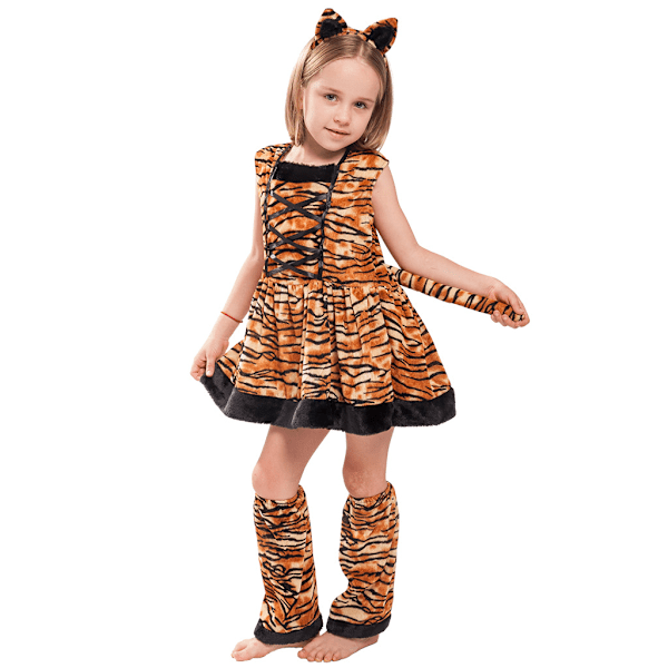 Tigerdräkt för flickor Halloween Djur Fancy Dress S