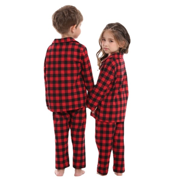 Jul Familj Matchande Kläder Röd Rutig Pyjamas Black 90cm