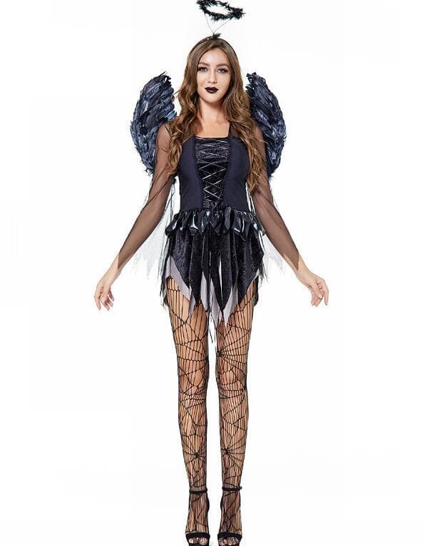 Dame Halloween Mørk Engel Uniform XL