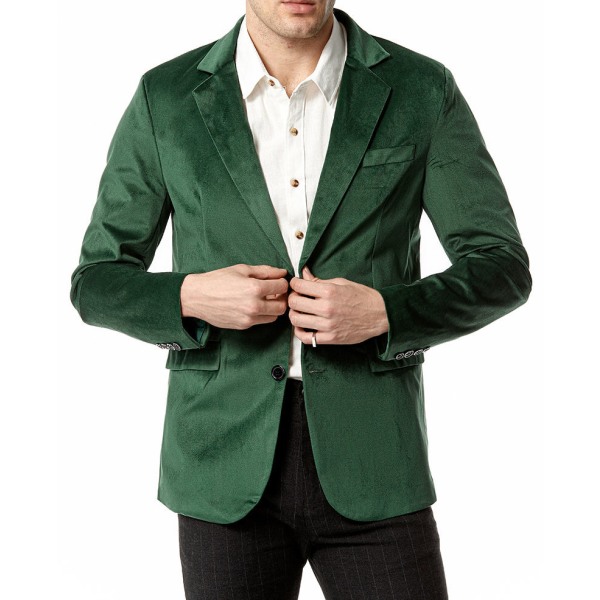 Herrjacka i sammetsblazer med två knappar Dark Green 2XL