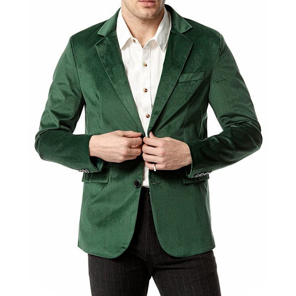 Herrjacka i sammetsblazer med två knappar Dark Green M