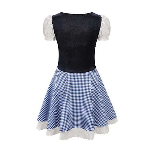 Damkläder Oktoberfest Snörning Rutiga Uniform Blue M