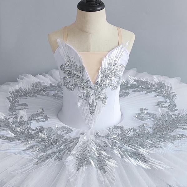 Flickor Balletklänningar Svan Dansföreställning Kostymer Pink 120cm