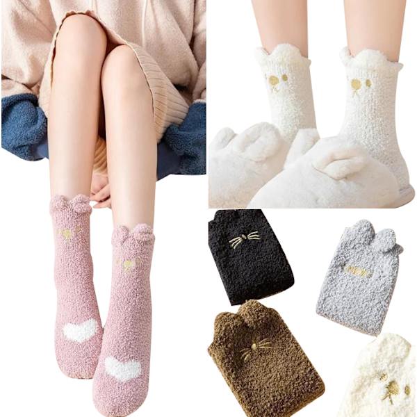 5 st Fuzzy Socks för kvinnor white