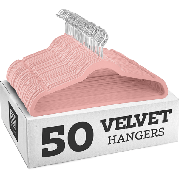 Halkfria sammetshängare, Kostymhängare (10-pack) pink