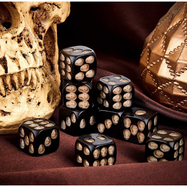 5 stycken Skalletärningar Halloweentärningar 3D Skeletttärningar silver