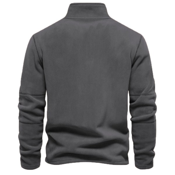 Mænds Kvart Zip Fleece Sherpa Trøje Langærmet Sweatshirt med Lommer Grey S