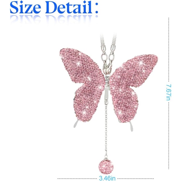 Bling Butterfly Diamant Biltilbehør til Kvinder Pink