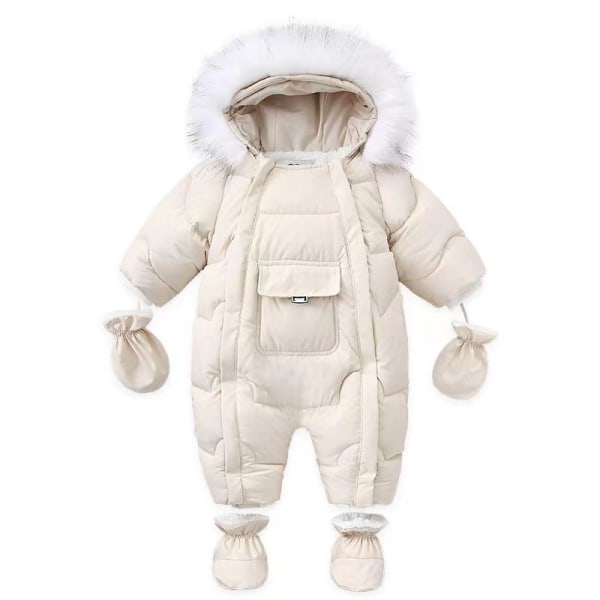 Baby Snow Suit Bedårande Hoodie Jumpsuit Winter beige 18M-24M