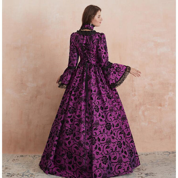 Naisten Trompettihärkähihainen Gootti Retromekko Purple M
