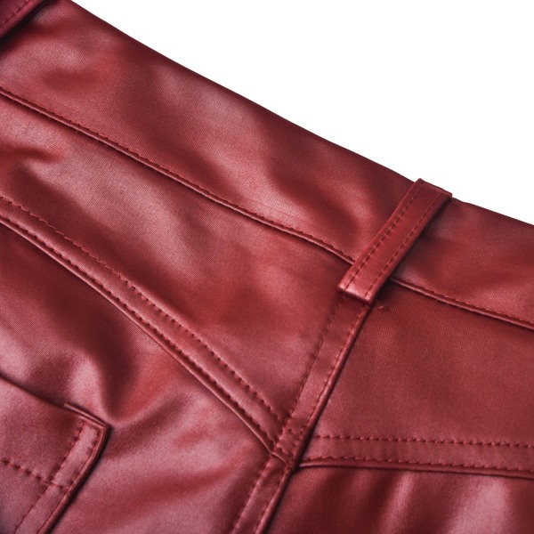 Leggingsbyxor i konstläder för kvinnor wine red XL