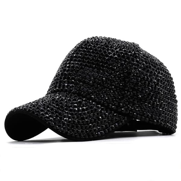 Kvinnor Kristaller Sparkle Baseball Cap Gem Bling Hat Black 1
