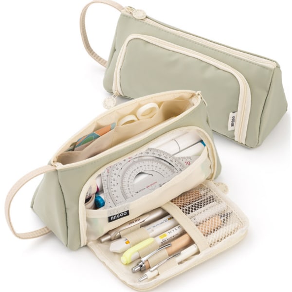 Stort case med stor kapacitet Canvas pennfodral light green