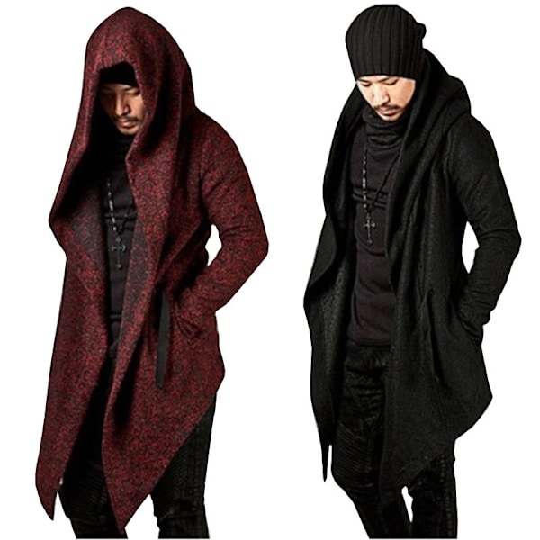 Höst Vinter Herr Långärmad Kläder Sweatshirt Hoodie Wine Red M
