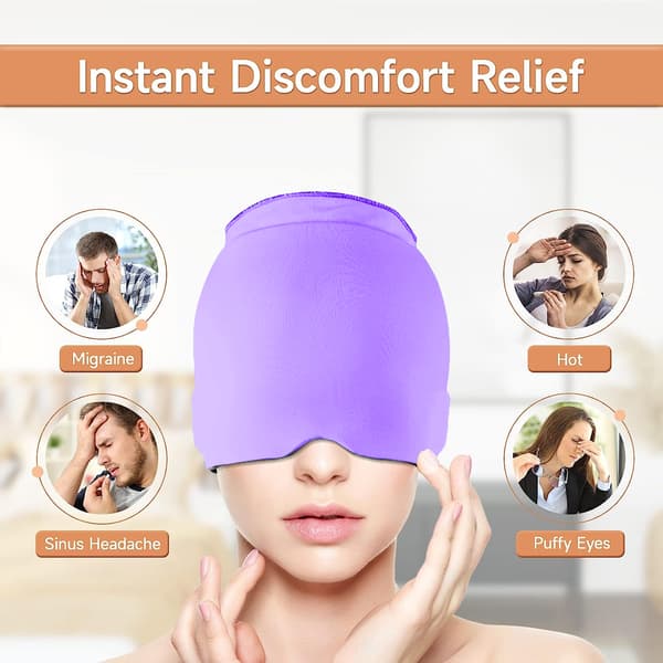 Huvudvärk Förkylning Migrän Relief Head Ice Pack Wrap Purple double layer