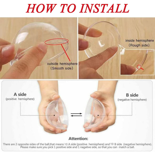 20 Genomskinliga Fyllbara Julgransprydnader, 80mm Transparent Plastkula 8cm