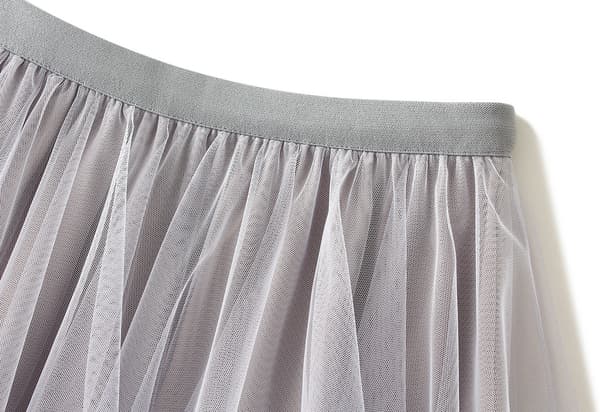 Tyllkjol för dam, midi, lång, älvkjol Grey