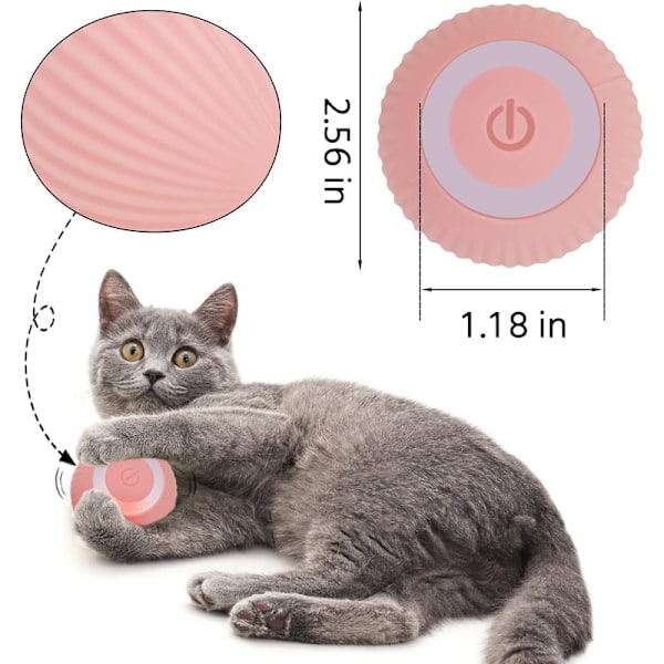 Interaktiv kattboll, automatisk 360° självrotation rullande boll Pink