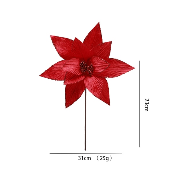 2 stk. Julepynt, Kunstige Blomster Red