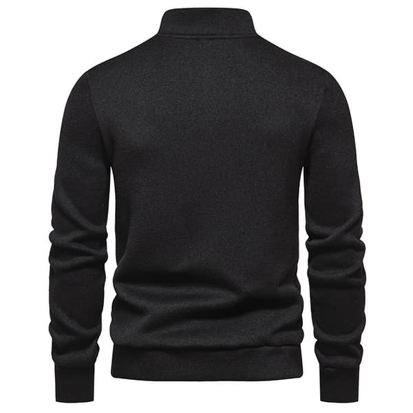 Herrar Turtleneck Knapp-Ner Långstickad Tröja Black L