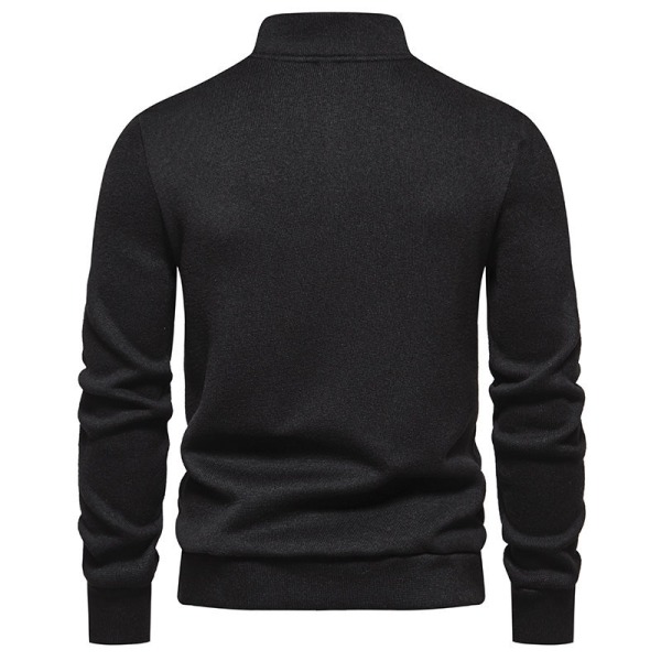 Herrar Turtleneck Knapp-Ner Långstickad Tröja Black XXL