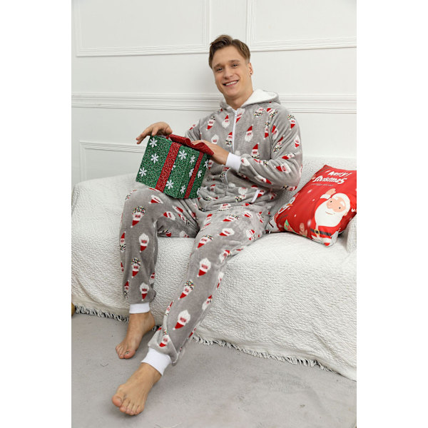 Mænds Jule-Onesies Flanel Pyjamas Gray S