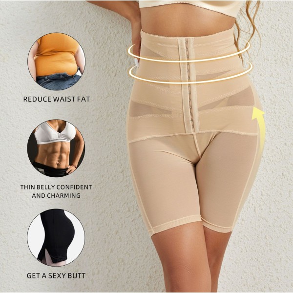 Høytaljede Shapewear Leggings med Magekontroll og Rumpeheving beige S