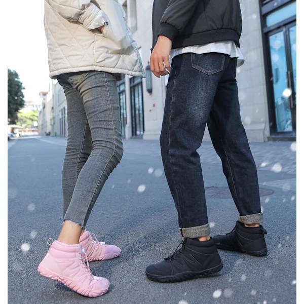 Vinterboots för kvinnor och män, fodrade varma vinterskor Black 40