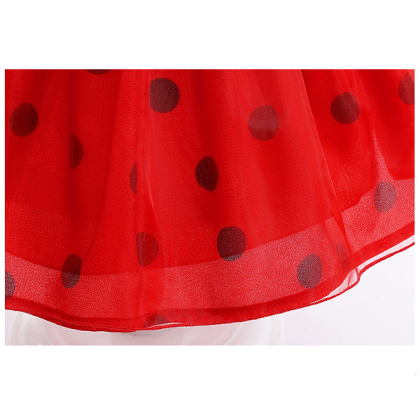 Pige Polka Dot Prinsesse Cosplay Tutu Kjole Med Øjenlap 90cm