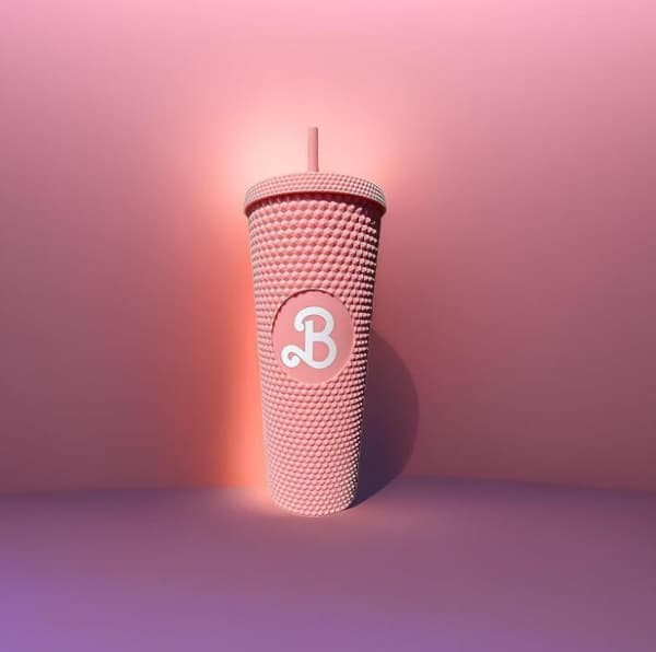 800 ml rosa sugrörsmugg i rostfritt stål Pink