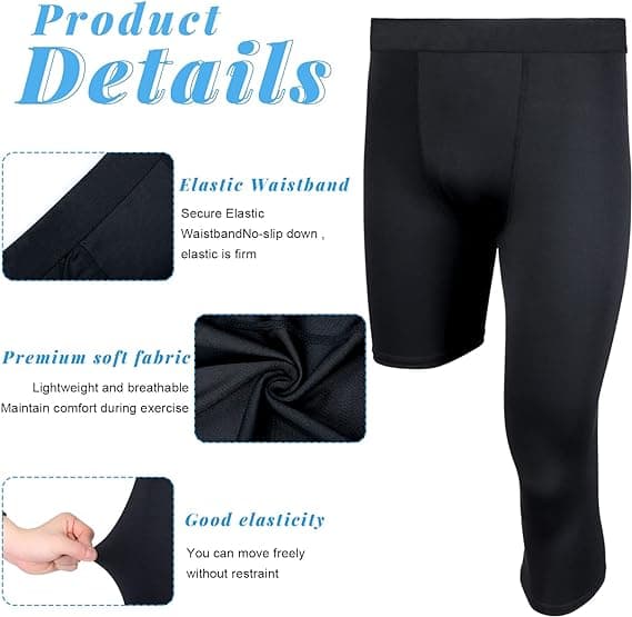 2-pack Män 3/4 Enbens Kompressionstights Unisex Leggings Left Long L