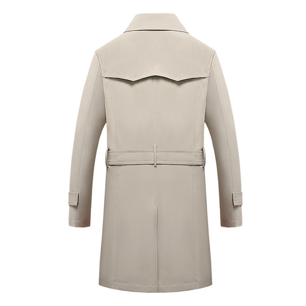 Miesten Slim Fit Kaksoisrintainen Vyöllä Varustettu Tuulenpitävä Takki Khaki M