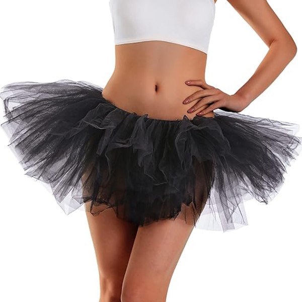 Tutu-hame Naiset Teinit Klassinen Elastinen 5-kerroksinen Tyyli Black