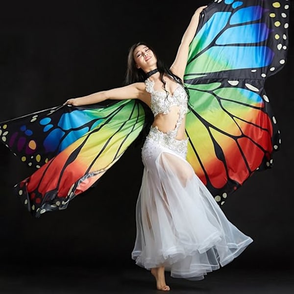 Mavedans Vinger Fest Farverige Sommerfuglevinger Performance Kostumer Colorful