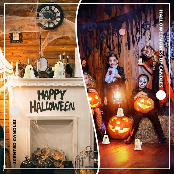 4 Store Halloween Spøkelseslys Spøkelsesduftende Lys