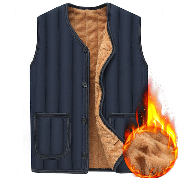 Mænds Vintervarm Sherpa Fleeceforet Vest Blue M