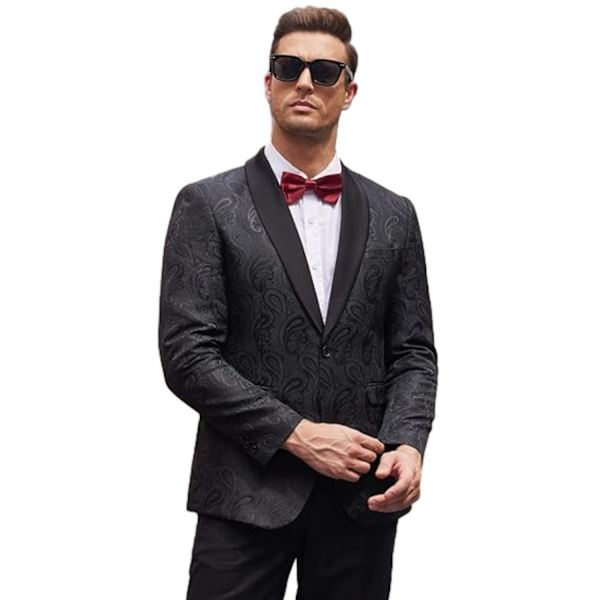 Miesten kukallinen smokingtakki Paisley-huivillä, Blazer-takki Black M