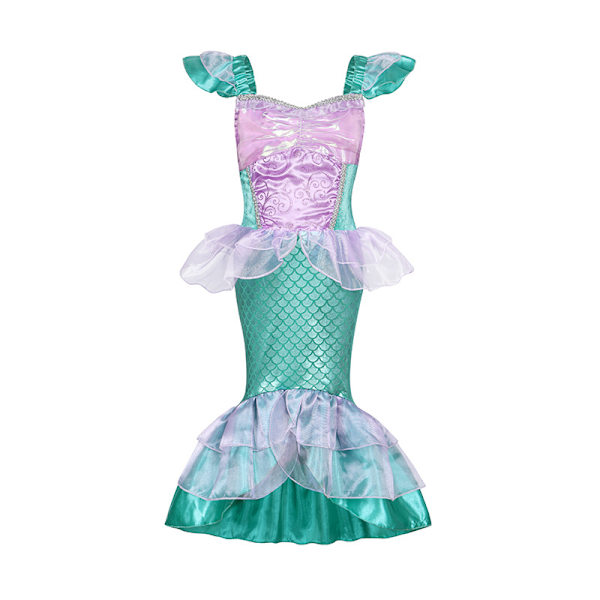 Sjöjungfrukostym för flickor, barn, prinsessa, festkläder, cosplay-outfit 130cm
