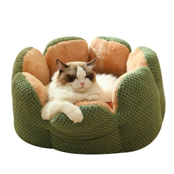 Pet Cactus Petal Nest Plush Thickening Cat Nest green M