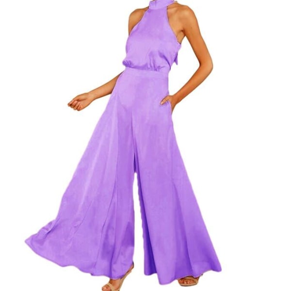 Axelbandslösa byxor med hög midja i ett stycke för kvinnor Purple l