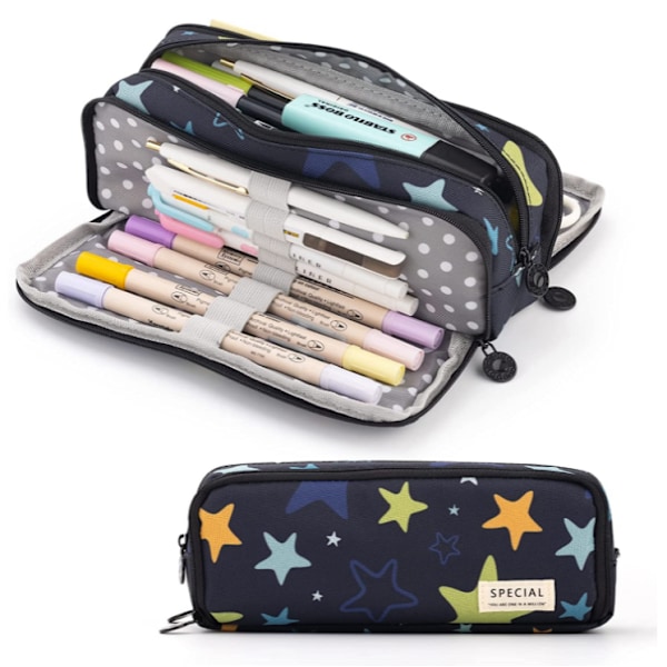 Case Stor kapacitet 3 fack Canvas pennfodral black