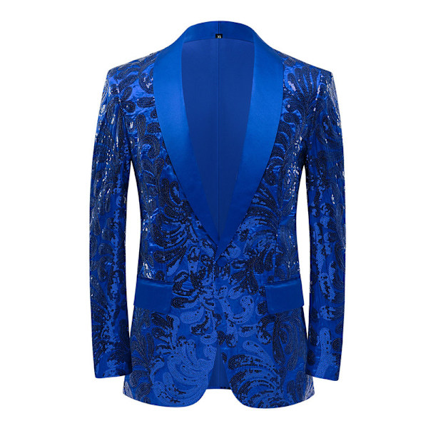 Menners Sequin Blazer Glitrende Glitterjakke Skinnende Blomsterdressjakke Blue XS