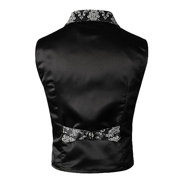 Herrar Victorian Väst Steampunk Gotisk Väst Black M