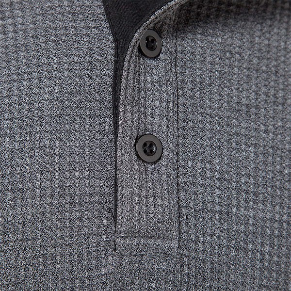 Miesten Yksivärinen Pitkähihainen Napitettava Pusero Dark gray M