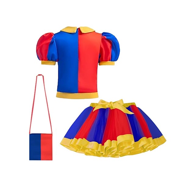 Flickor Clown Kostym Klänning Cirkus Cosplay Set red